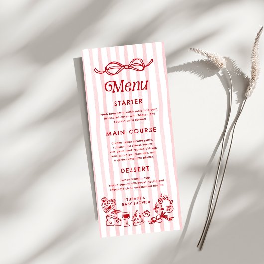 Menu Ciao Baby Baby shower italien citron