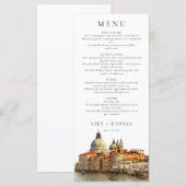 Menu Ciel de Venise Aquarelle Élégant Mariage (Devant / Derrière)