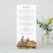 Menu Ciel de Venise Aquarelle Élégant Mariage (Debout devant)