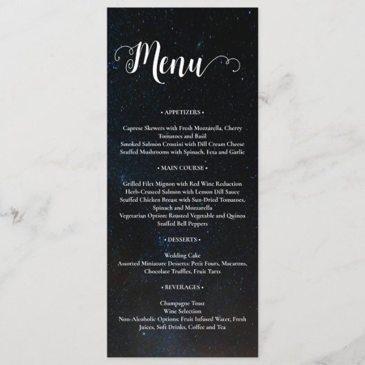 Menu Ciel nocturne mariage sous les étoiles (Devant)