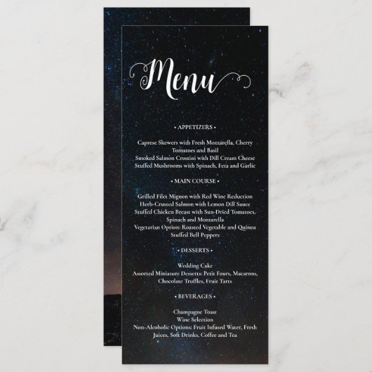 Menu Ciel nocturne mariage sous les étoiles (Devant / Derrière)