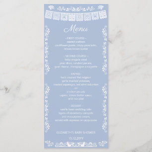Menu Cielito Lindo Baby Shower Poussiéreux Bleu Papier