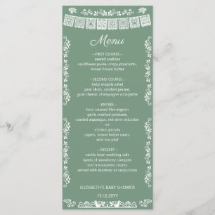 Menu Cielito Lindo Vert Sauge Papel Picado Baby Shower