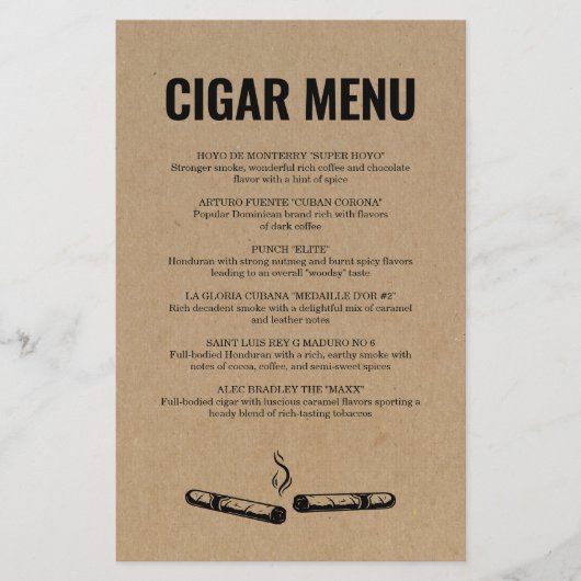Menu Cigar (Devant)