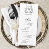 Menu Cimier Floral Monogramme Mariage élégant