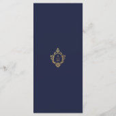 Menu Cimier Monogramme Marine Bleu Faux Or Mariage élég (Dos)