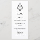 Menu Cimier noir et blanc Mariage Monogramme Vintage (Devant)