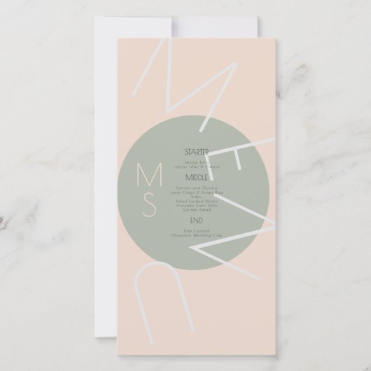 Menu circulaire de mariage à cœur brodé de rose sa (Devant)
