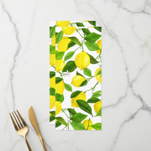 Menu Citron à l'aquarelle (Devant/Arrière en situation)