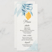 Menu Citron avec illustration botanique feuille bleue (Devant / Derrière)