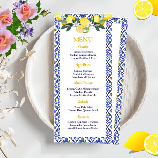 Menu Citron bleu italien carreaux de Fête des mariées M