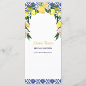 Menu Citron bleu italien carreaux de Fête des mariées M (Dos)