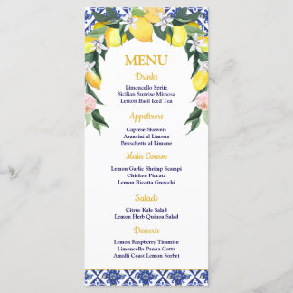 Menu Citron bleu italien carreaux de Fête des mariées M