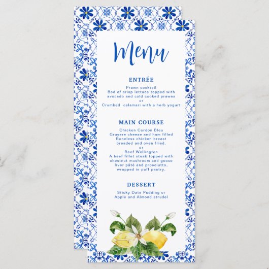 Menu Citron bleu jaune moderne (Devant / Derrière)