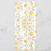 Menu Citrons et Fêtes des mariées Mariages Rose (Dos)