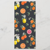 Menu Citrons et oranges botaniques Mariage d'été (Dos)