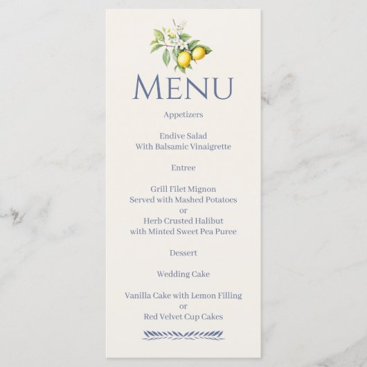 Menu Citrons Italiens (Devant)