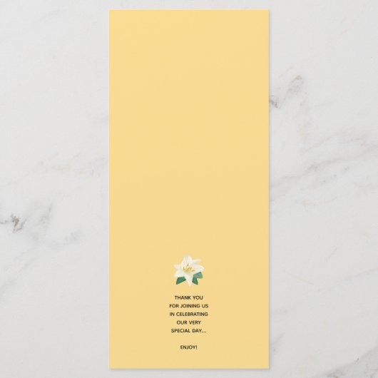 Menu Citrons Mariage de verdure (Dos)