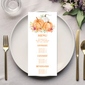 Menu Citrouille d'automne Baby shower floral