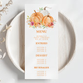 Menu Citrouille d'automne Baby shower floral