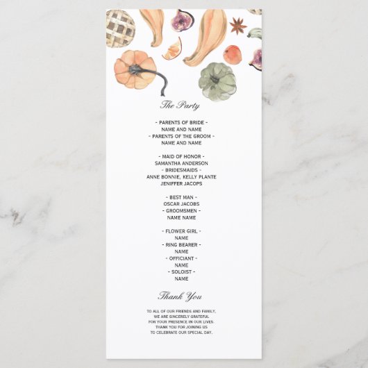 Menu Citrouille d'automne couleur moderne (Dos)