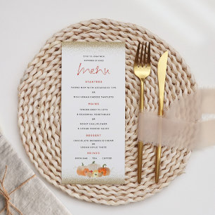 Menu Citrouille d'automne Florals Parties scintillant o