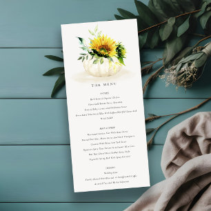Menu Citrouille de tournesol jaune rustique Mariage de