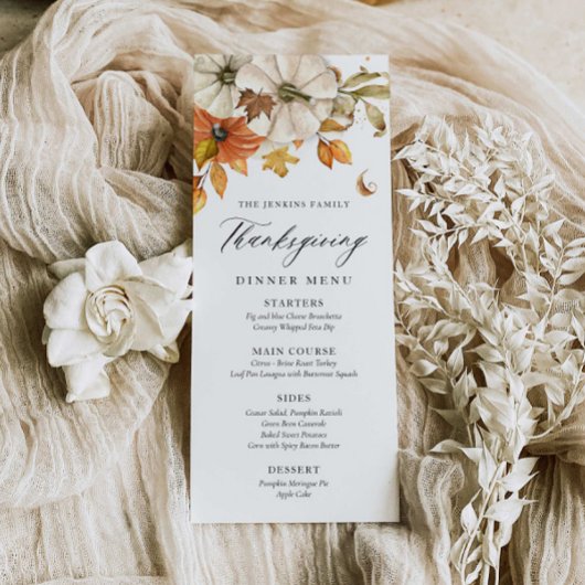 Menu citrouille Élégant Thanksgiving