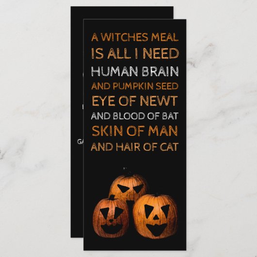 Menu Citrouille Halloween (Devant / Derrière)