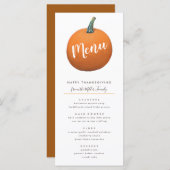 Menu Citrouille peinte d'automne Chic de Thanksgiving (Devant / Derrière)