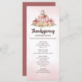 Menu Citrouille rose Floral Thanksgiving (Devant / Derrière)