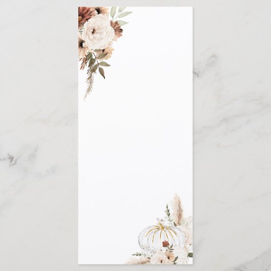 Menu Citrouille Rustique Floral Boho Arch Tomber amoure (Dos)