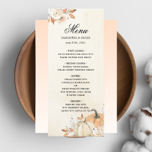 Menu Citrouilles et fleurs orange d'automne rustiques
