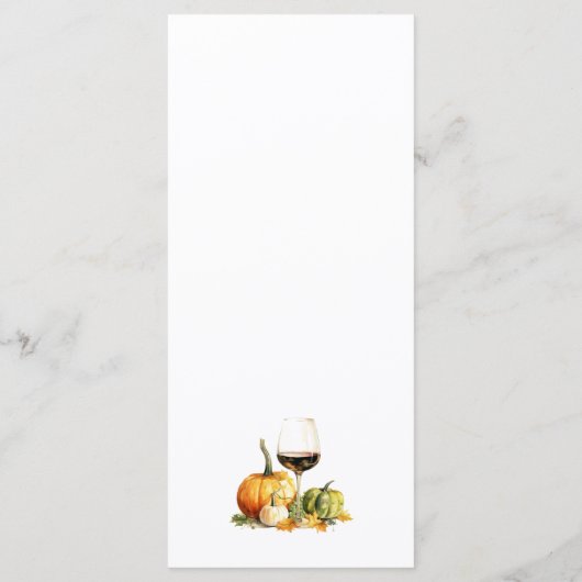 Menu Citrouilles & Vins Automne Thanksgiving Celebratio (Dos)