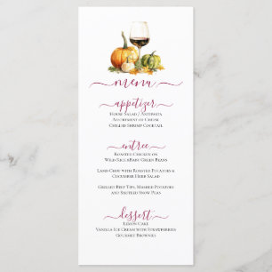 Menu Citrouilles & Vins Automne Thanksgiving Celebratio