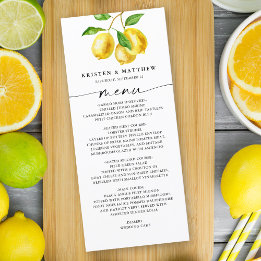 Menu Citrus d'aquarelle citron
