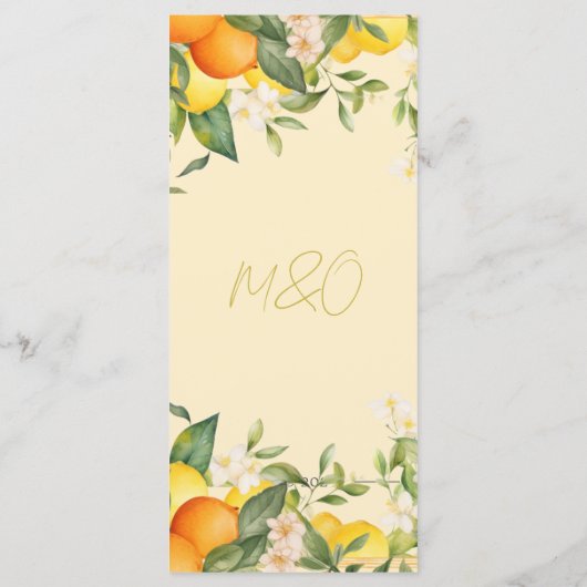 Menu Citrus Oranges Citrons Monogramme d'été (Dos)