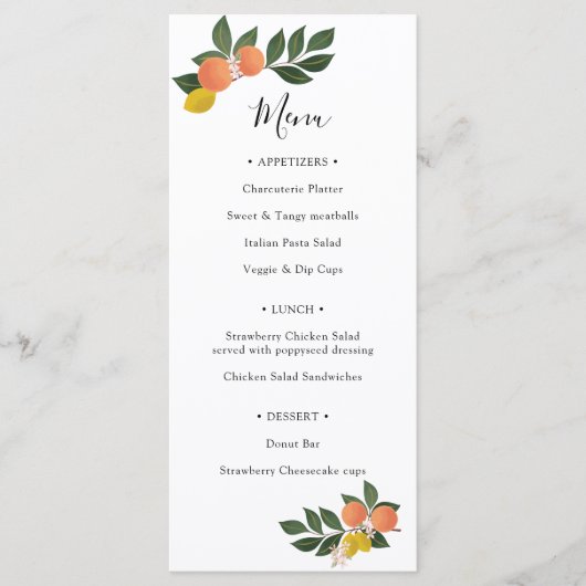 Menu Citrus principal Squeeze Citrons et Oranges Douche (Devant)