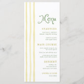 Menu Citrus Yellow Stripe Handwriting Summer Wedding (Devant)