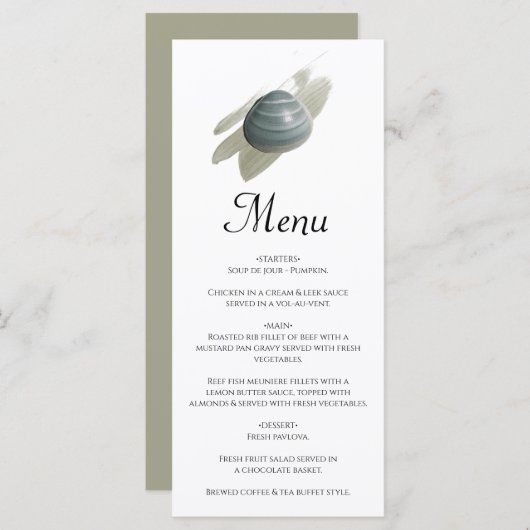 Menu Clam Mariage d'aquarelle (Devant / Derrière)
