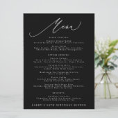 Menu Classic Black White Calligraphy Birthday (Debout devant)