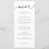 Menu Classic Blue Elegant Marine Monogramme blanc (Devant)
