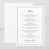 Menu Classic Border Black and White Timeless Wedding (Devant / Derrière)
