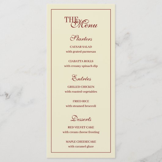 Menu Classic Elegant Ivory Script Monogram Wedding (Devant)