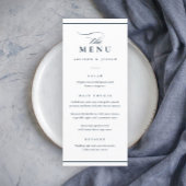 Menu Classic Elegant Marine Bleu et Mariage blanc