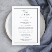 Menu Classic Elegant Marine Bleu et Mariage blanc