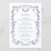 Menu Classic French Victorian Blue Frame Wedding (Devant)