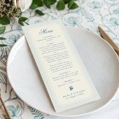 Menu Classic Light Blue Stripes Hydrangea Wedding