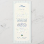 Menu Classic Light Blue Stripes Hydrangea Wedding (Devant)