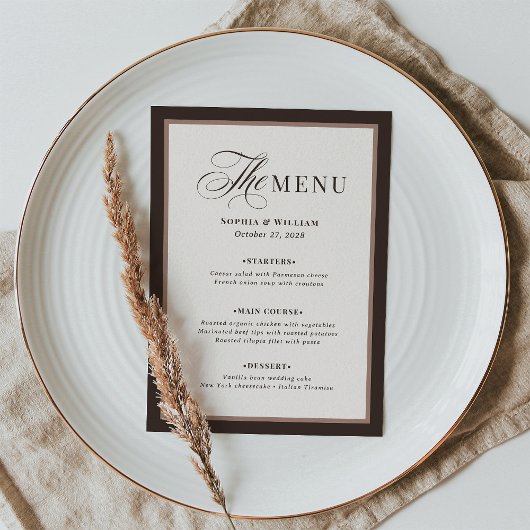 Menu Classic Luxe | Brown Neutral Wedding